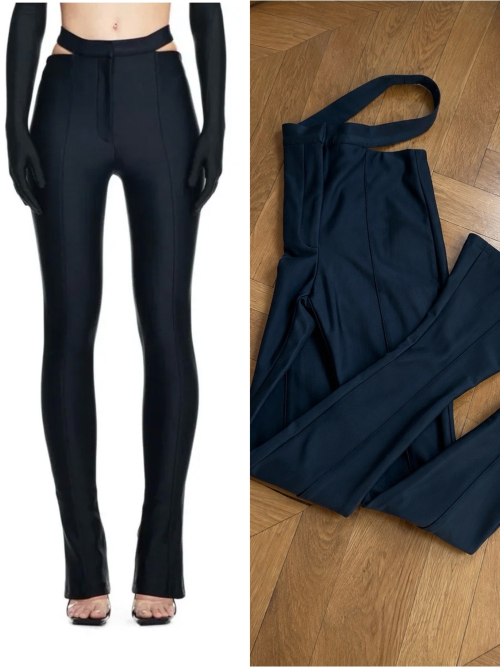 Mugler Black High-Waist Cutout Slim-Fit Pants